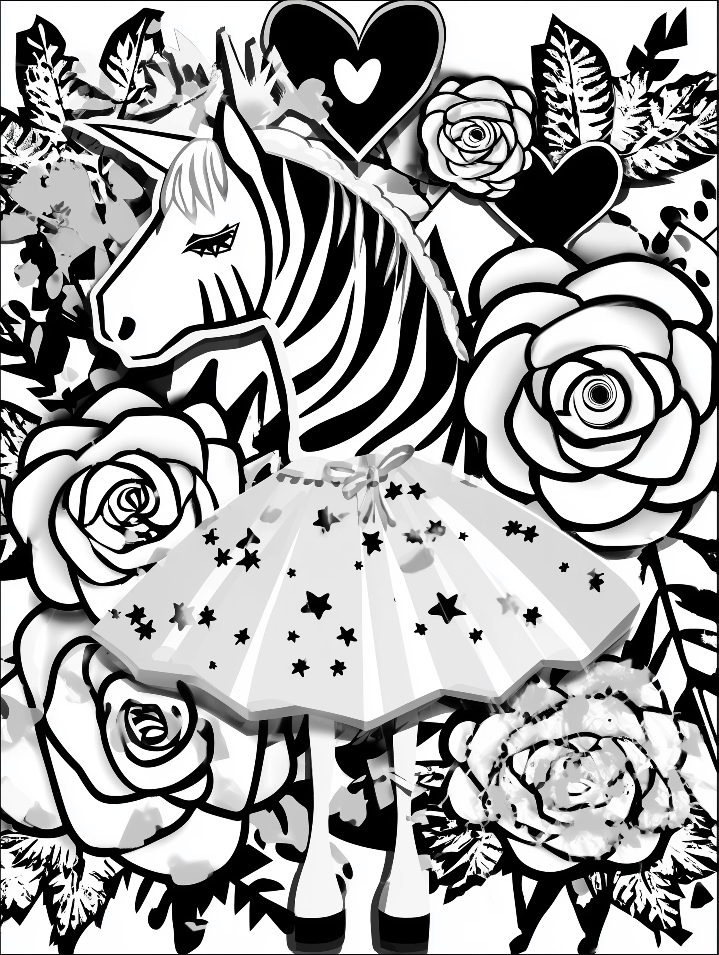 Free printable unicorn coloring page for adults featuring a unicorn wearing a tutu